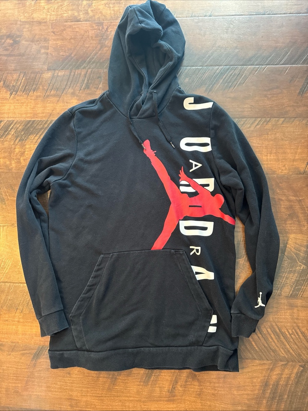 Nike Jordan Men’s Black Hoodie with Red Jumpman Graphic Size L